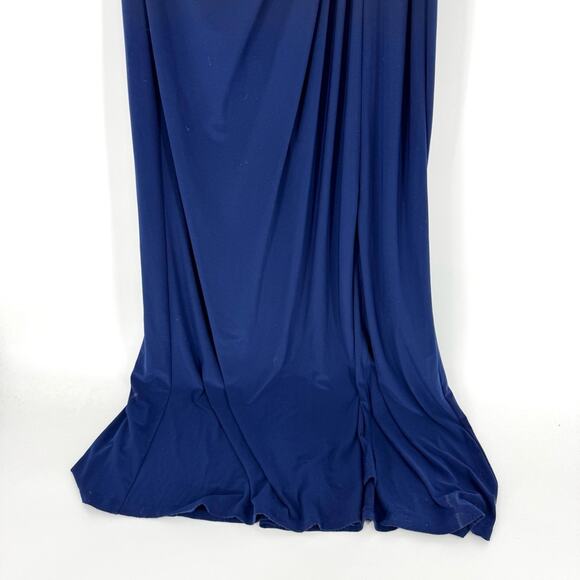 Lauren Ralph Lauren Evening Sleeveless Formal Gown Beaded Accent Navy Size 10 - Picture 5 of 8